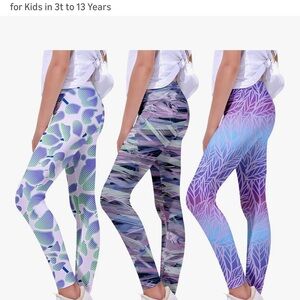 Girls Printed Yoga Pants (3 Pairs) 6-7 Years